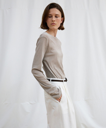 Velvet Layered T-Shirt - Sand Grey