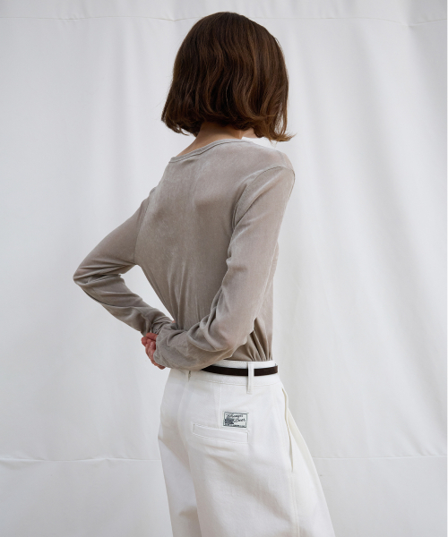 LEVAR(レバー)の「Velvet Layered T-Shirt - Sand Grey(Tシャツ/カットソー・レディース・その他・F)」の3枚目の写真
