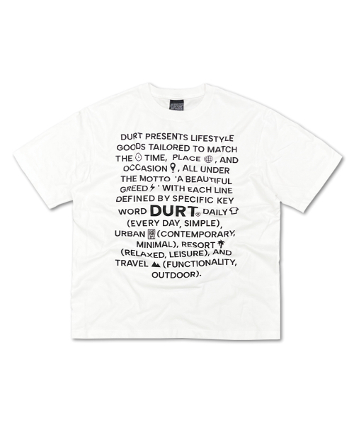 DURTの「SLOGAN HALF SLEEVE TEE (WHITE)(Tシャツ/カットソー・レディース・その他・LARGE/MEDIUM/SMALL/X-LARGE)」の1枚目の写真