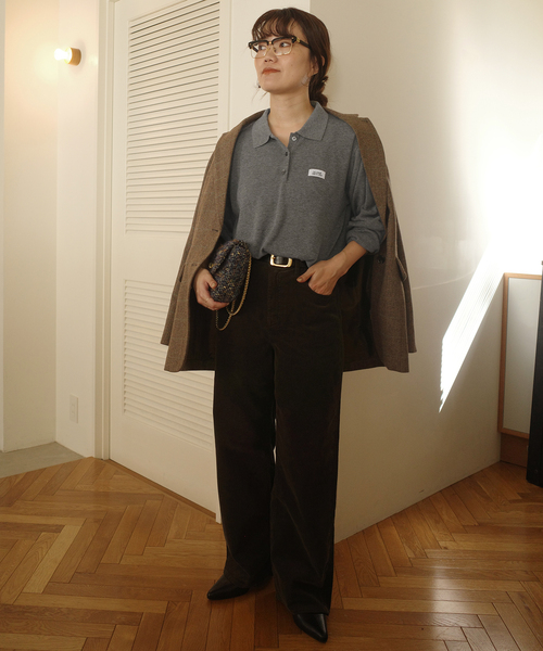 SLOBE IENA(スローブイエナ)の「《追加》LOUNA SLOBE別注 ニットポロ(ニット/セーター・レディース・ライトグレー/ブラウン・FREE)」の5枚目の写真