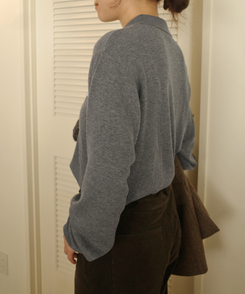 SLOBE IENA(スローブイエナ)の「《追加》LOUNA SLOBE別注 ニットポロ(ニット/セーター・レディース・ライトグレー/ブラウン・FREE)」の10枚目の写真