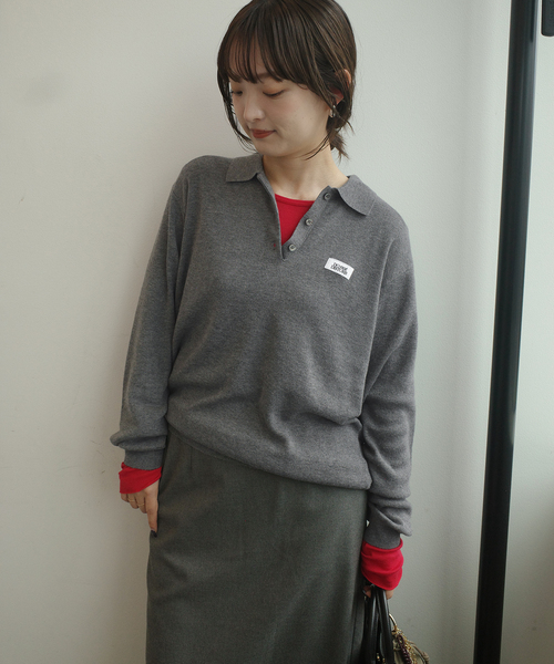 SLOBE IENA(スローブイエナ)の「《追加》LOUNA SLOBE別注 ニットポロ(ニット/セーター・レディース・ライトグレー/ブラウン・FREE)」の13枚目の写真