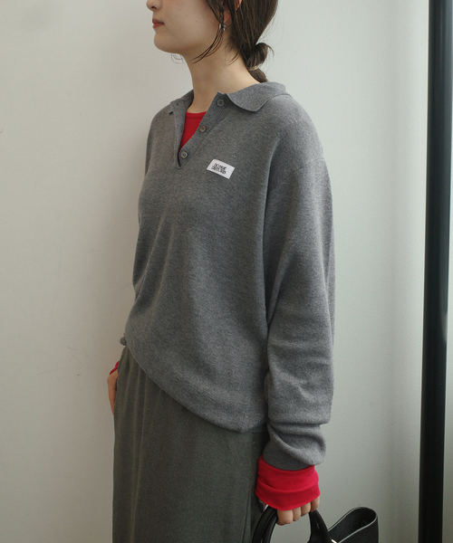 SLOBE IENA(スローブイエナ)の「《追加》LOUNA SLOBE別注 ニットポロ(ニット/セーター・レディース・ライトグレー/ブラウン・FREE)」の15枚目の写真