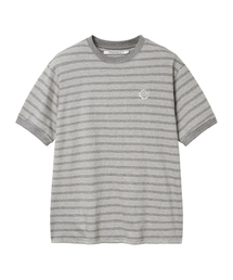 ヴィンテージストライプリンガーTシャツ(メランジグレー)