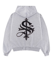 SUPPLIER（サプライヤー）の「A'GEM 9 × .kom 『SUPPLIER サプライヤー』 Pierced Tribal Cross Zip Hoodie ピアストライバルクロスジップパーカー（パーカー）」