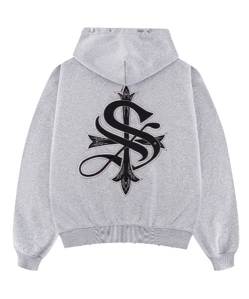 SUPPLIER（サプライヤー）の「A'GEM/9 × .kom 『SUPPLIER/サプライヤー』 Pierced Tribal Cross Zip Hoodie/ピアストライバルクロスジップパーカー（パーカー・メンズ・ブラック/ピンク/グレー・L/M/XL）」の2枚目の写真