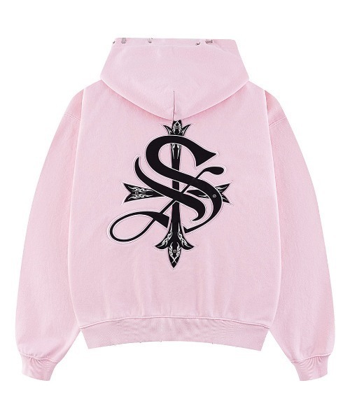 SUPPLIER（サプライヤー）の「A'GEM/9 × .kom 『SUPPLIER/サプライヤー』 Pierced Tribal Cross Zip Hoodie/ピアストライバルクロスジップパーカー（パーカー・メンズ・ブラック/ピンク/グレー・L/M/XL）」の3枚目の写真