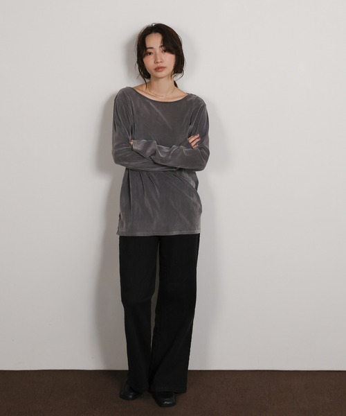 select MOCA Et（セレクトモカエト）の「【Et】Sheer Velour Tops（Tシャツ/カットソー・レディース・ホワイト/グレー/ブラック・FREE）」の19枚目の写真