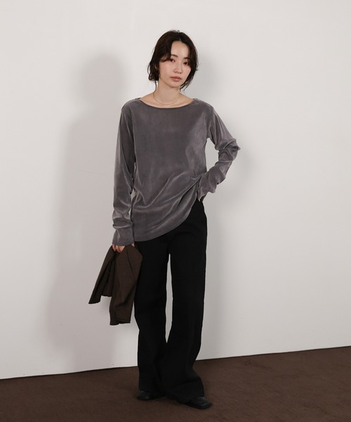 select MOCA Et（セレクトモカエト）の「【Et】Sheer Velour Tops（Tシャツ/カットソー・レディース・ホワイト/グレー/ブラック・FREE）」の21枚目の写真
