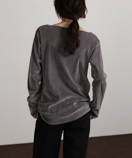 select MOCA Et（セレクトモカエト）の「【Et】Sheer Velour Tops（Tシャツ/カットソー・レディース・ホワイト/グレー/ブラック・FREE）」の22枚目の写真
