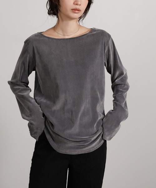 select MOCA Et（セレクトモカエト）の「【Et】Sheer Velour Tops（Tシャツ/カットソー・レディース・ホワイト/グレー/ブラック・FREE）」の18枚目の写真