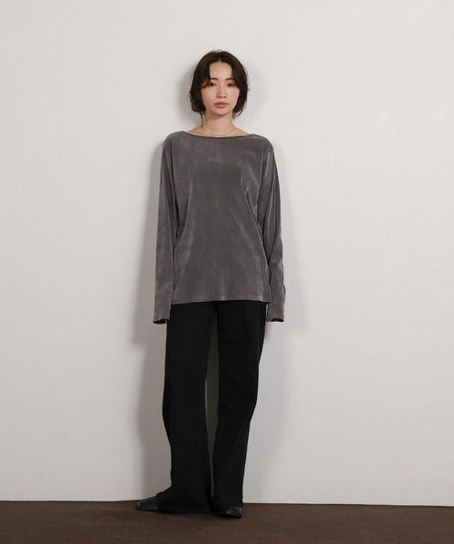 select MOCA Et（セレクトモカエト）の「【Et】Sheer Velour Tops（Tシャツ/カットソー・レディース・ホワイト/グレー/ブラック・FREE）」の5枚目の写真