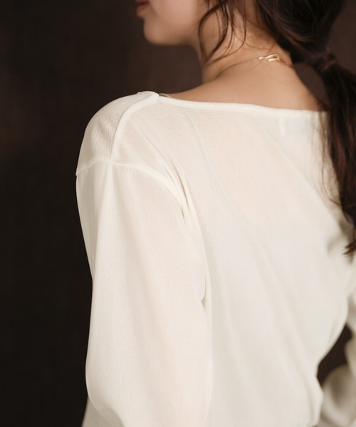 select MOCA Et（セレクトモカエト）の「【Et】Sheer Velour Tops（Tシャツ/カットソー・レディース・ホワイト/グレー/ブラック・FREE）」の13枚目の写真