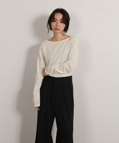 select MOCA Et（セレクトモカエト）の「【Et】Sheer Velour Tops（Tシャツ/カットソー・レディース・ホワイト/グレー/ブラック・FREE）」の12枚目の写真