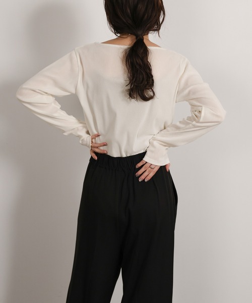 select MOCA Et（セレクトモカエト）の「【Et】Sheer Velour Tops（Tシャツ/カットソー・レディース・ホワイト/グレー/ブラック・FREE）」の9枚目の写真