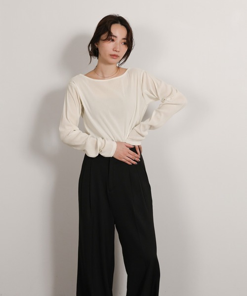 select MOCA Et（セレクトモカエト）の「【Et】Sheer Velour Tops（Tシャツ/カットソー・レディース・ホワイト/グレー/ブラック・FREE）」の15枚目の写真