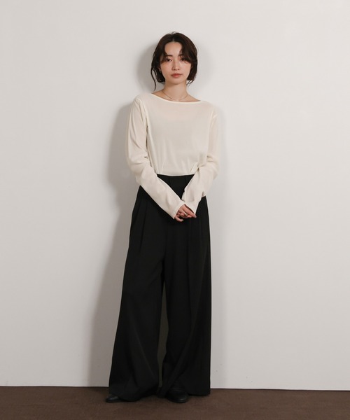 select MOCA Et（セレクトモカエト）の「【Et】Sheer Velour Tops（Tシャツ/カットソー・レディース・ホワイト/グレー/ブラック・FREE）」の4枚目の写真