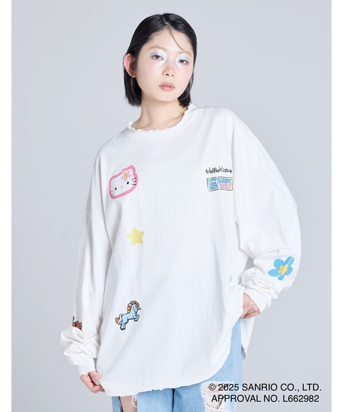 Little sunny bite(リトルサニーバイト)の「【Little Sunny Bite】hello kitty x little sunny bite top(Tシャツ/カットソー・レディース・ホワイト/ピンク・MEDIUM/SMALL)」の1枚目の写真