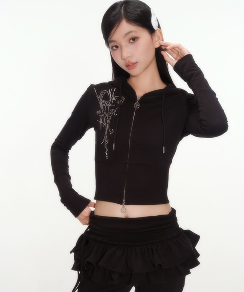 silent(and)(サイレントアンド)の「angel Hooded Zip-up(パーカー・レディース・ブラック×グレー/ブラック・SMALL)」の4枚目の写真