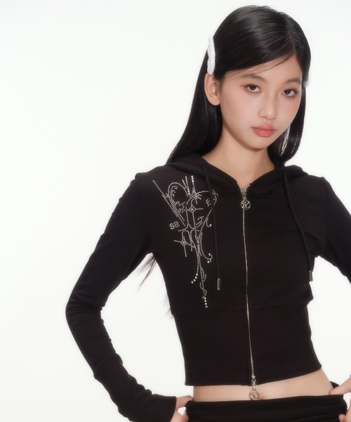 silent(and)(サイレントアンド)の「angel Hooded Zip-up(パーカー・レディース・ブラック×グレー/ブラック・SMALL)」の5枚目の写真