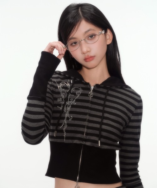 silent(and)(サイレントアンド)の「angel Hooded Zip-up(パーカー・レディース・ブラック×グレー/ブラック・SMALL)」の21枚目の写真