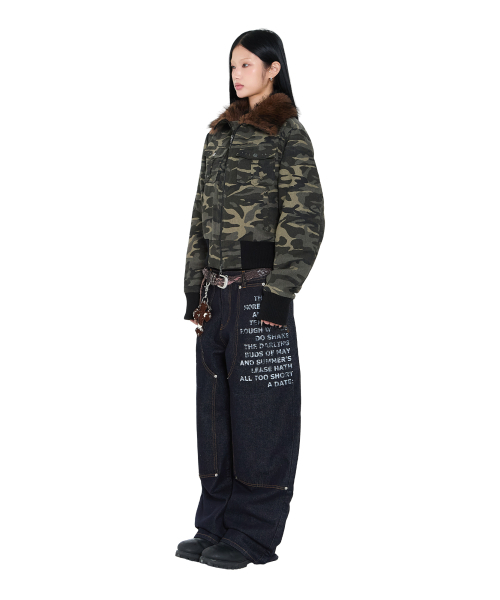AAKAM（アーカム）の「Double Knee Lettering Denim Pants (Blue)（デニムパンツ・レディース・その他・1/2）」の5枚目の写真