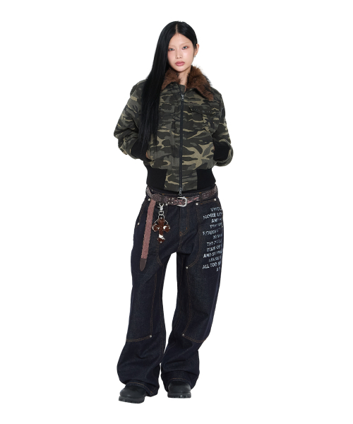 AAKAM（アーカム）の「Double Knee Lettering Denim Pants (Blue)（デニムパンツ・レディース・その他・1/2）」の8枚目の写真