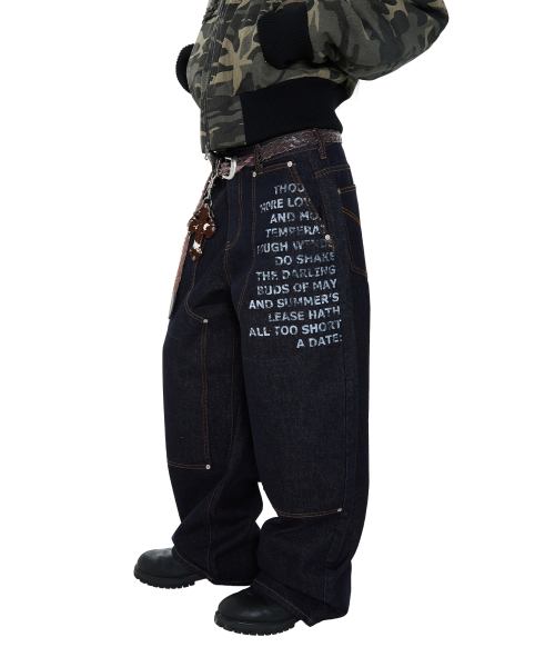 AAKAM（アーカム）の「Double Knee Lettering Denim Pants (Blue)（デニムパンツ・レディース・その他・1/2）」の9枚目の写真
