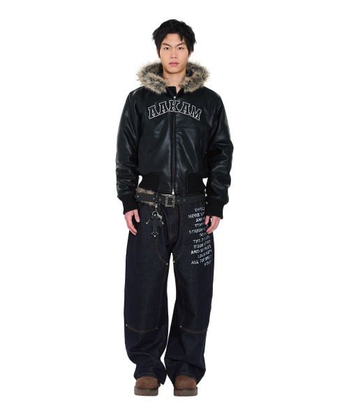 AAKAM（アーカム）の「Double Knee Lettering Denim Pants (Blue)（デニムパンツ・レディース・その他・1/2）」の10枚目の写真