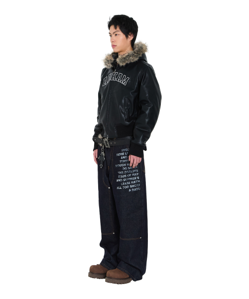 AAKAM（アーカム）の「Double Knee Lettering Denim Pants (Blue)（デニムパンツ・レディース・その他・1/2）」の11枚目の写真