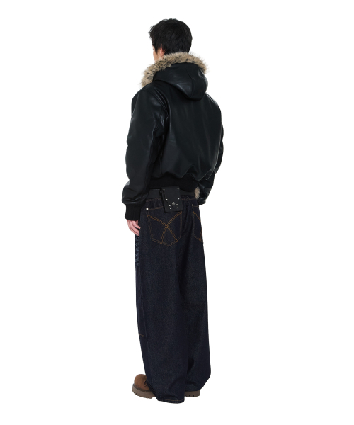 AAKAM（アーカム）の「Double Knee Lettering Denim Pants (Blue)（デニムパンツ・レディース・その他・1/2）」の12枚目の写真