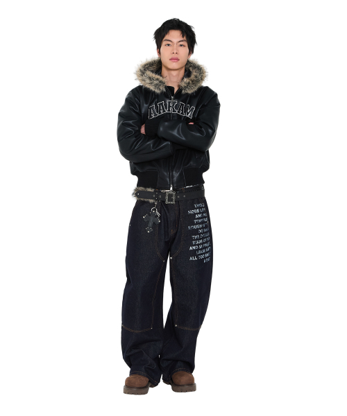 AAKAM（アーカム）の「Double Knee Lettering Denim Pants (Blue)（デニムパンツ・レディース・その他・1/2）」の15枚目の写真