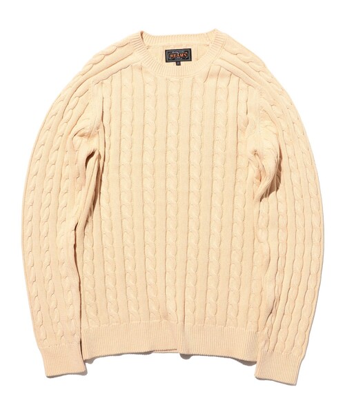 BEAMS PLUS(ビームスプラス)の「Crew Cable(ニット/セーター・メンズ・グレー/ブルー/ブラック/オリーブ/ホワイト/ブラウン/レッド/ベージュ/イエロー/ネイビー・SMALL/MEDIUM/LARGE/X-LARGE)」の6枚目の写真