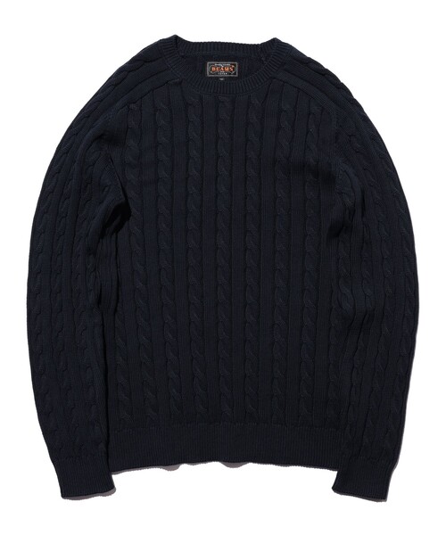 BEAMS PLUS(ビームスプラス)の「Crew Cable(ニット/セーター・メンズ・グレー/ブルー/ブラック/オリーブ/ホワイト/ブラウン/レッド/ベージュ/イエロー/ネイビー・SMALL/MEDIUM/LARGE/X-LARGE)」の7枚目の写真