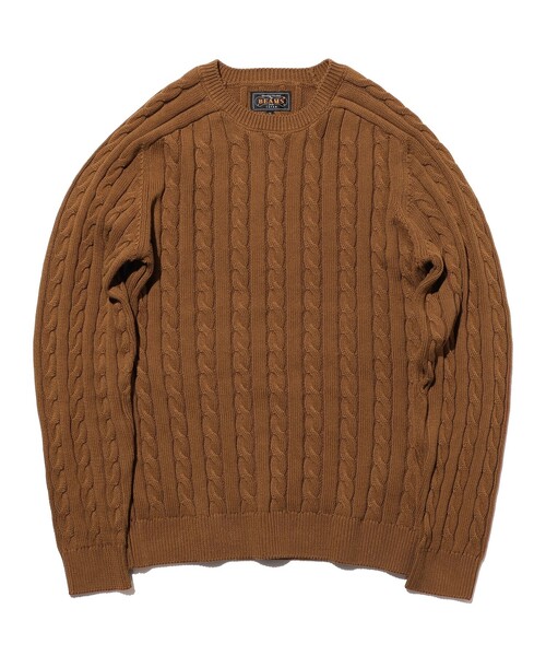 BEAMS PLUS(ビームスプラス)の「Crew Cable(ニット/セーター・メンズ・グレー/ブルー/ブラック/オリーブ/ホワイト/ブラウン/レッド/ベージュ/イエロー/ネイビー・SMALL/MEDIUM/LARGE/X-LARGE)」の5枚目の写真