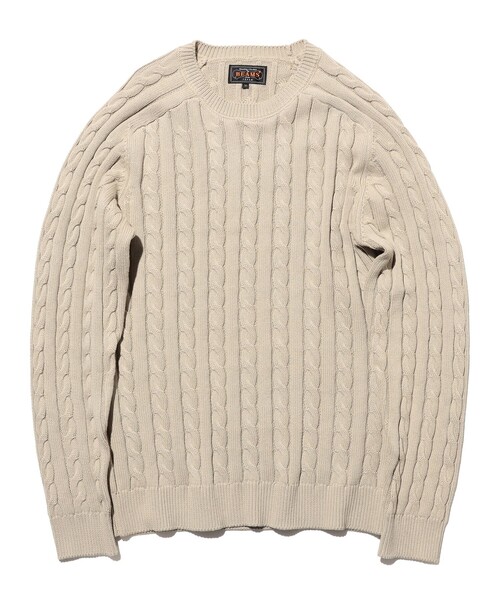 BEAMS PLUS(ビームスプラス)の「Crew Cable(ニット/セーター・メンズ・グレー/ブルー/ブラック/オリーブ/ホワイト/ブラウン/レッド/ベージュ/イエロー/ネイビー・SMALL/MEDIUM/LARGE/X-LARGE)」の4枚目の写真