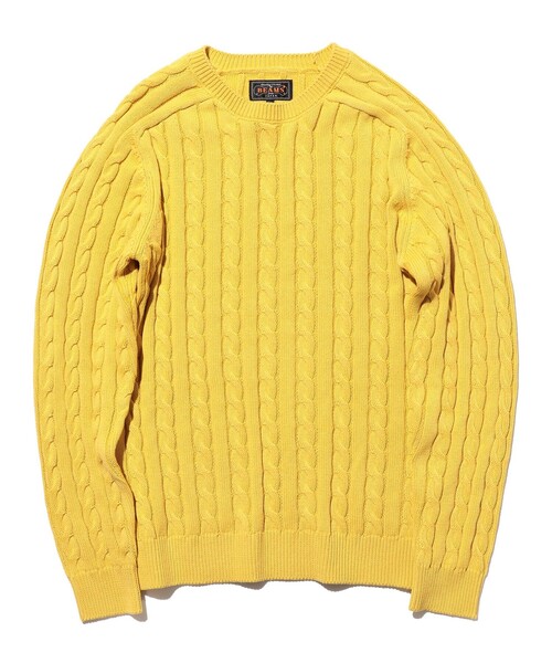 BEAMS PLUS(ビームスプラス)の「Crew Cable(ニット/セーター・メンズ・グレー/ブルー/ブラック/オリーブ/ホワイト/ブラウン/レッド/ベージュ/イエロー/ネイビー・SMALL/MEDIUM/LARGE/X-LARGE)」の9枚目の写真