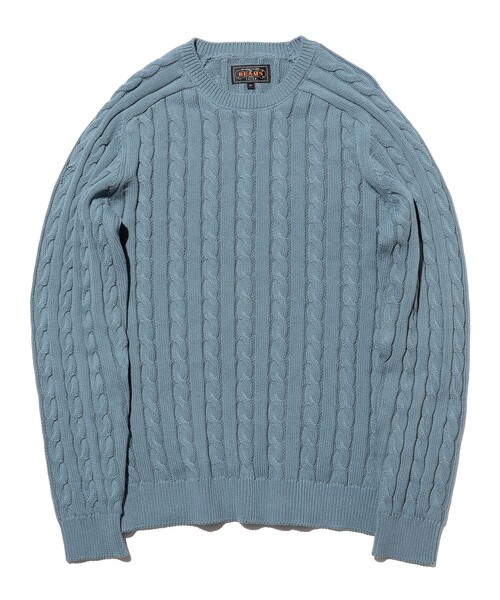 BEAMS PLUS(ビームスプラス)の「Crew Cable(ニット/セーター・メンズ・グレー/ブルー/ブラック/オリーブ/ホワイト/ブラウン/レッド/ベージュ/イエロー/ネイビー・SMALL/MEDIUM/LARGE/X-LARGE)」の8枚目の写真