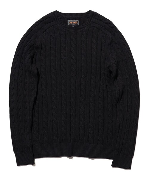BEAMS PLUS(ビームスプラス)の「Crew Cable(ニット/セーター・メンズ・グレー/ブルー/ブラック/オリーブ/ホワイト/ブラウン/レッド/ベージュ/イエロー/ネイビー・SMALL/MEDIUM/LARGE/X-LARGE)」の3枚目の写真