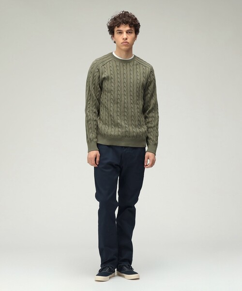 BEAMS PLUS(ビームスプラス)の「Crew Cable(ニット/セーター・メンズ・グレー/ブルー/ブラック/オリーブ/ホワイト/ブラウン/レッド/ベージュ/イエロー/ネイビー・SMALL/MEDIUM/LARGE/X-LARGE)」の14枚目の写真