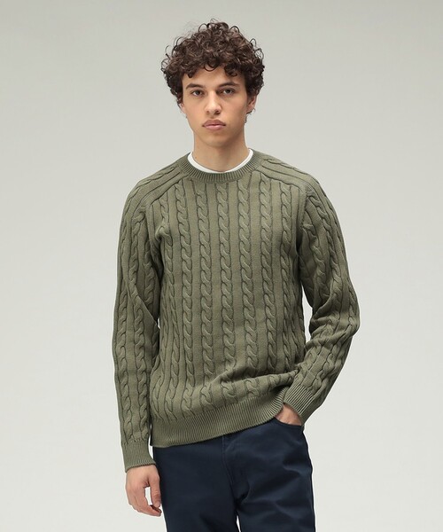 BEAMS PLUS(ビームスプラス)の「Crew Cable(ニット/セーター・メンズ・グレー/ブルー/ブラック/オリーブ/ホワイト/ブラウン/レッド/ベージュ/イエロー/ネイビー・SMALL/MEDIUM/LARGE/X-LARGE)」の18枚目の写真