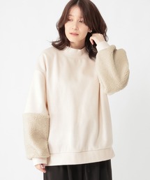 studio CLIP | ボア切り替えモックネックプルオーバー(Tシャツ/カットソー)