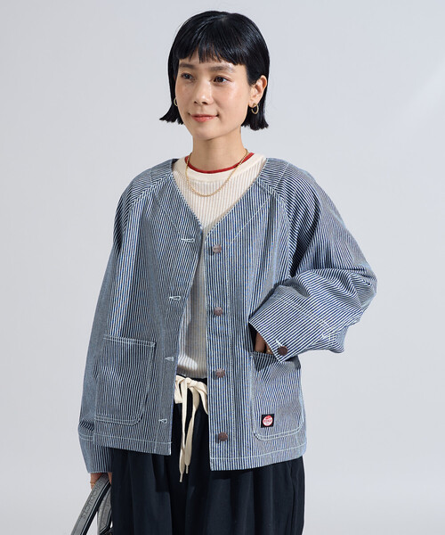 FREAK'S STORE（フリークスストア）の「＜セットアップ対応＞ RED KAP × FREAK'S STORE/レッドキャップ 別注 ノーカラーＶネックジャケット（ノーカラージャケット・レディース・その他2/ネイビー/ナチュラル/ベージュ/オリーブ・ﾌﾘ-）」の5枚目の写真