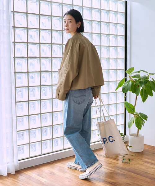 FREAK'S STORE(フリークスストア)の「RED KAP × FREAK'S STORE/レッドキャップ 別注 ノーカラーVネックジャケット<セットアップ対応>(ノーカラージャケット・レディース・その他2/ネイビー/ナチュラル/ベージュ/オリーブ・フリ-)」の6枚目の写真