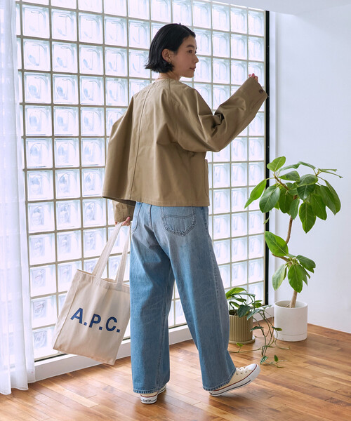FREAK'S STORE(フリークスストア)の「RED KAP × FREAK'S STORE/レッドキャップ 別注 ノーカラーVネックジャケット<セットアップ対応>(ノーカラージャケット・レディース・その他2/ネイビー/ナチュラル/ベージュ/オリーブ・フリ-)」の7枚目の写真