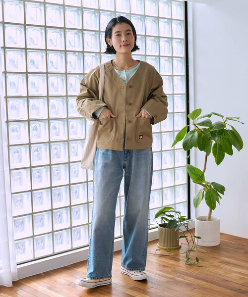 FREAK'S STORE(フリークスストア)の「RED KAP × FREAK'S STORE/レッドキャップ 別注 ノーカラーVネックジャケット<セットアップ対応>(ノーカラージャケット・レディース・その他2/ネイビー/ナチュラル/ベージュ/オリーブ・フリ-)」の8枚目の写真