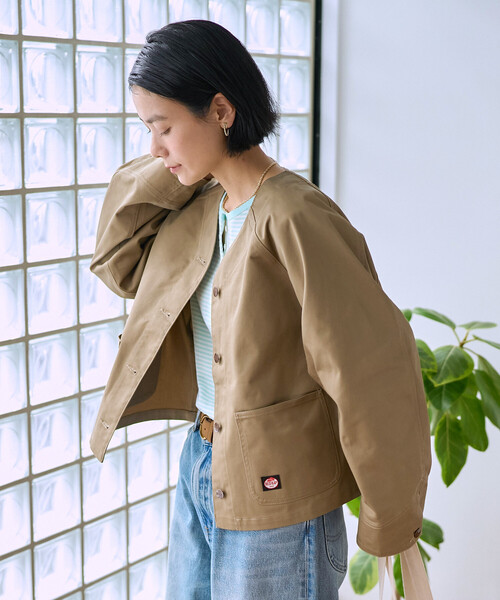 FREAK'S STORE(フリークスストア)の「RED KAP × FREAK'S STORE/レッドキャップ 別注 ノーカラーVネックジャケット<セットアップ対応>(ノーカラージャケット・レディース・その他2/ネイビー/ナチュラル/ベージュ/オリーブ・フリ-)」の13枚目の写真