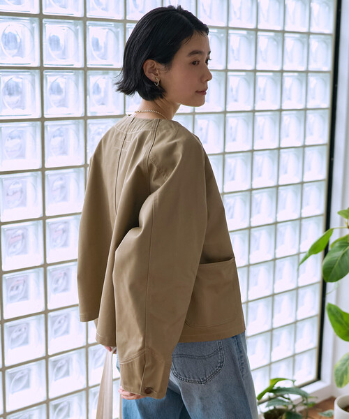 FREAK'S STORE(フリークスストア)の「RED KAP × FREAK'S STORE/レッドキャップ 別注 ノーカラーVネックジャケット<セットアップ対応>(ノーカラージャケット・レディース・その他2/ネイビー/ナチュラル/ベージュ/オリーブ・フリ-)」の14枚目の写真