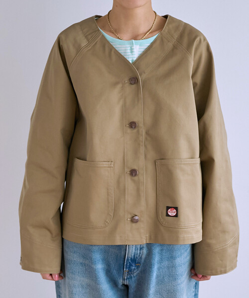 FREAK'S STORE(フリークスストア)の「RED KAP × FREAK'S STORE/レッドキャップ 別注 ノーカラーVネックジャケット<セットアップ対応>(ノーカラージャケット・レディース・その他2/ネイビー/ナチュラル/ベージュ/オリーブ・フリ-)」の15枚目の写真