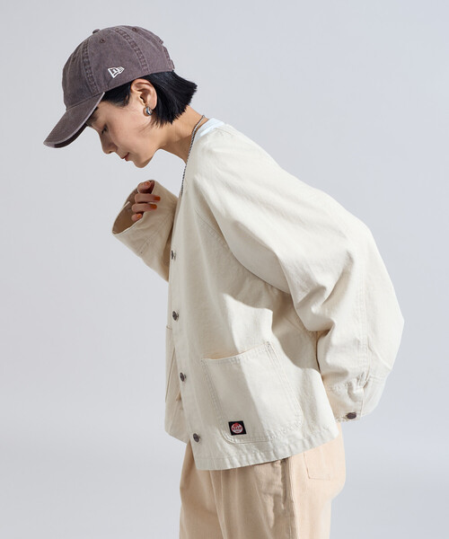 FREAK'S STORE(フリークスストア)の「RED KAP × FREAK'S STORE/レッドキャップ 別注 ノーカラーVネックジャケット<セットアップ対応>(ノーカラージャケット・レディース・その他2/ネイビー/ナチュラル/ベージュ/オリーブ/ブルー・フリ-)」の18枚目の写真